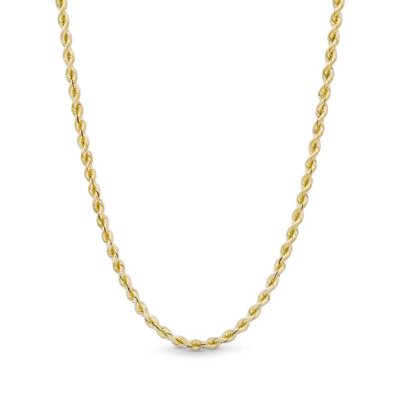 3mm Unisex 10K Gold Rope Chain Necklace