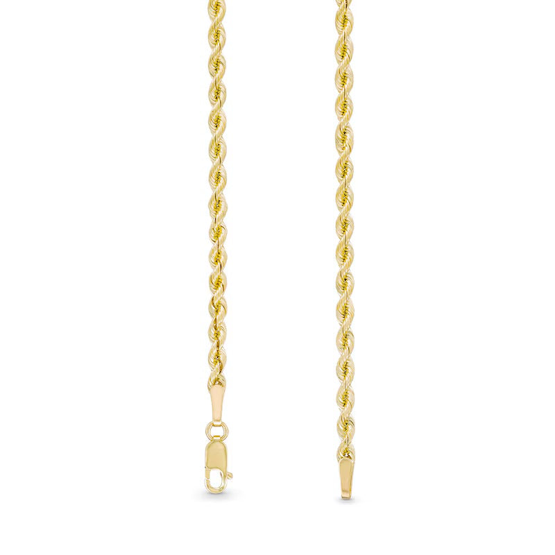 2.5mm Lightweight 10K Gold Rope Chain Necklace