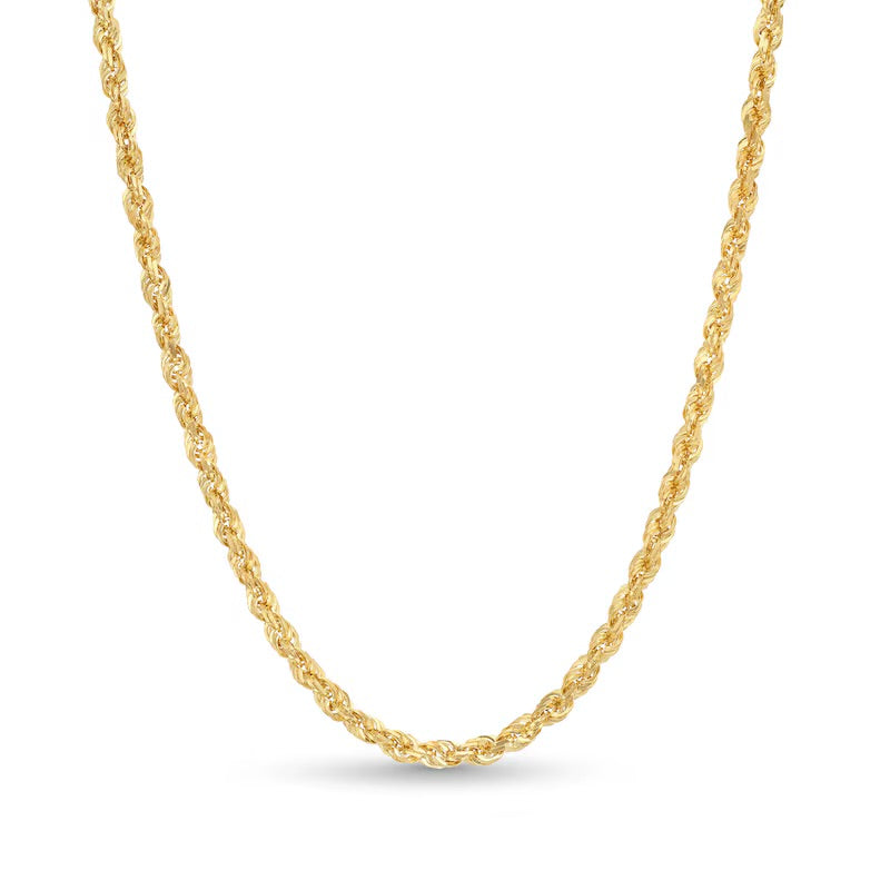 2.5mm Lightweight 10K Gold Rope Chain Necklace