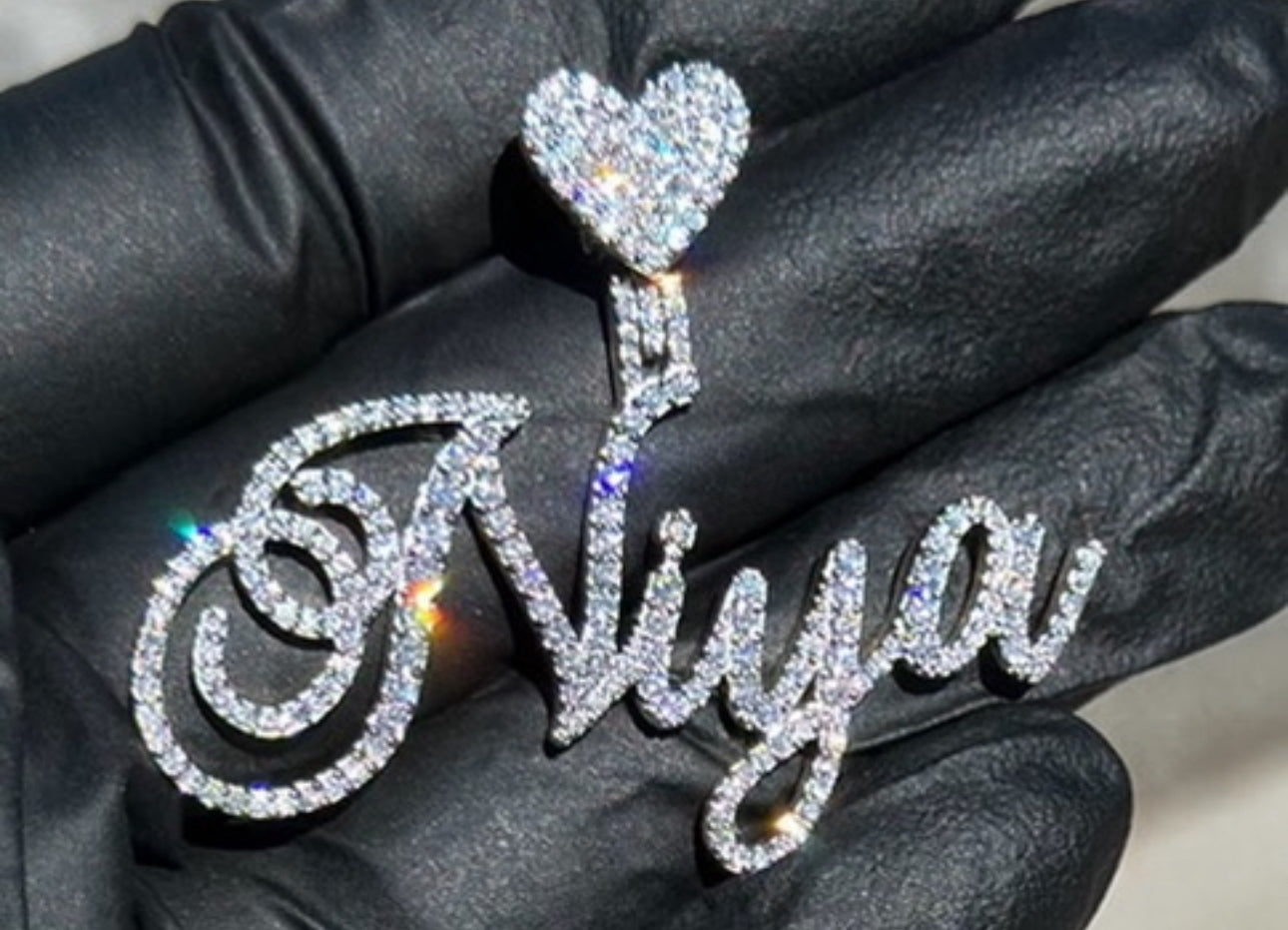 Diamond Nameplate Necklace 10K Gold