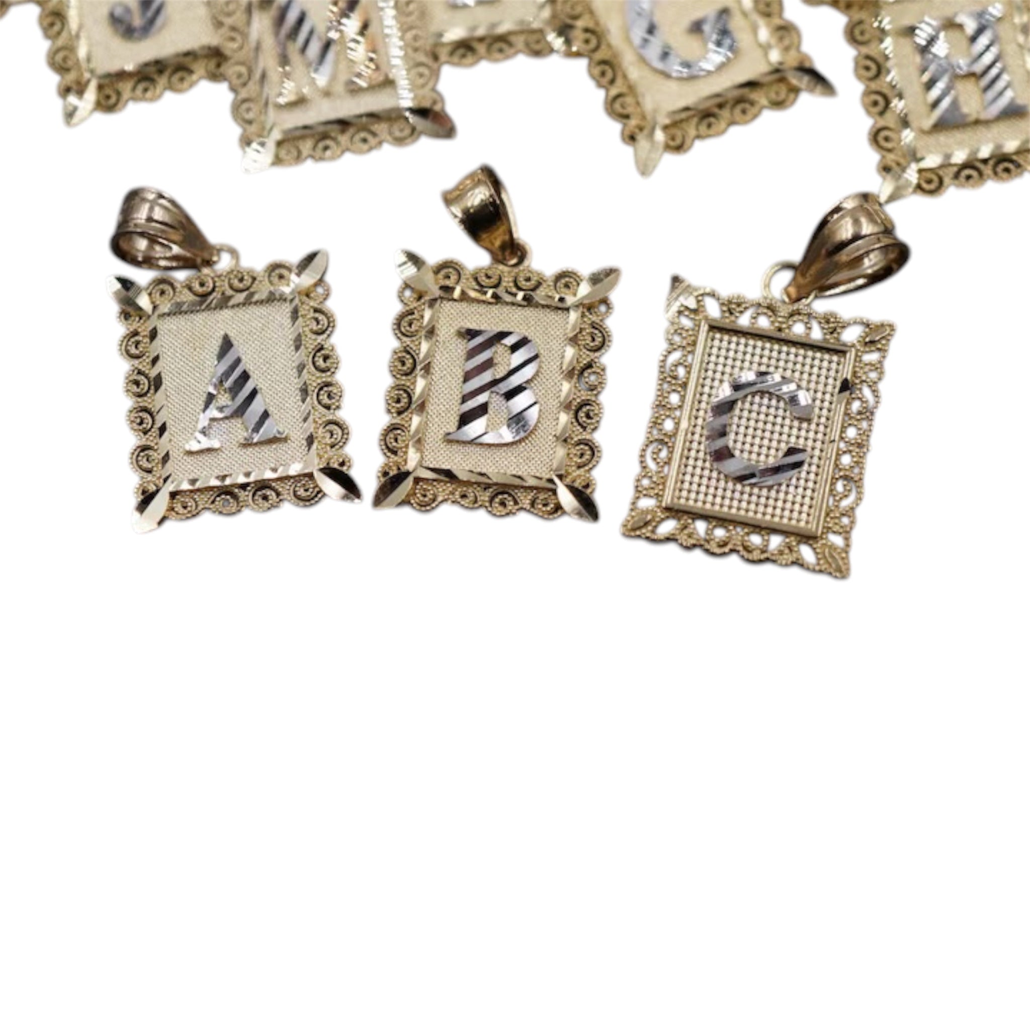 Two-Tone Initial Pendant 10K Gold