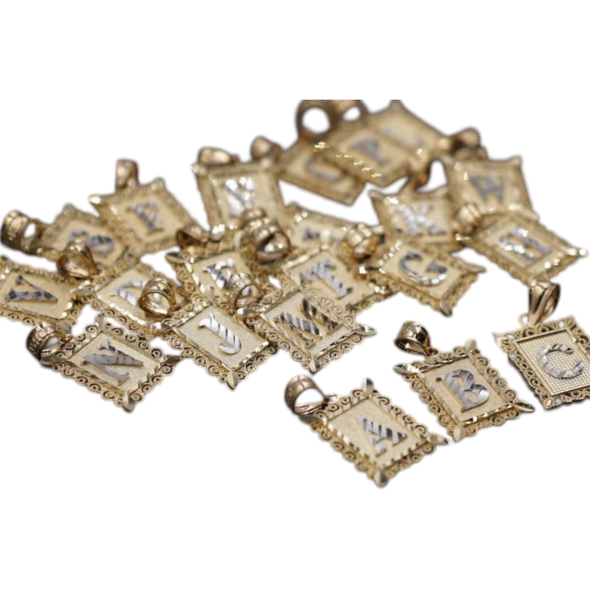 Two-Tone Initial Pendant 10K Gold